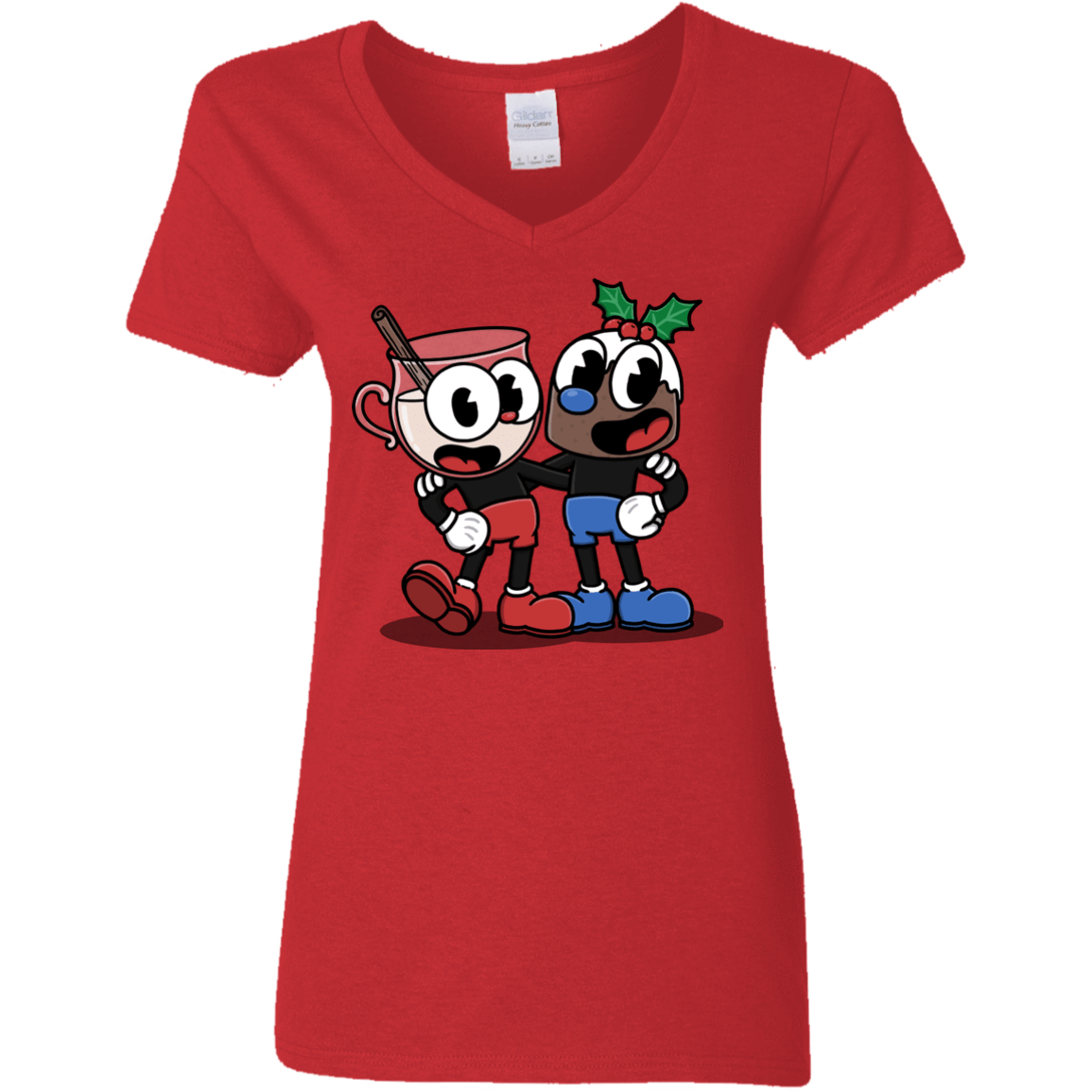 T-Shirts Red / S Eggnoghead and Puddingman Women's V-Neck T-Shirt