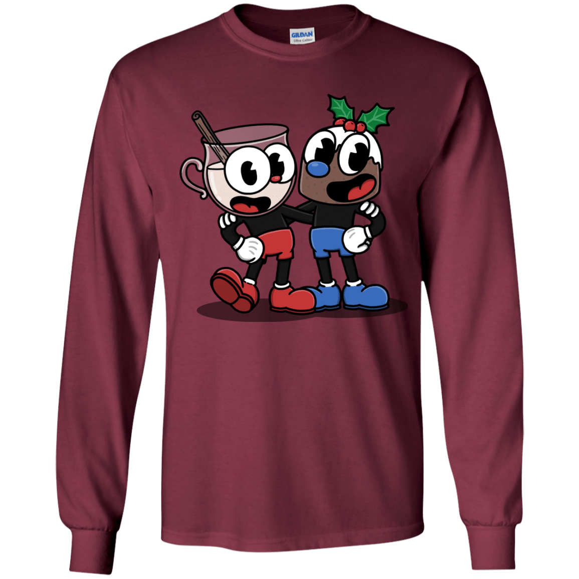 T-Shirts Maroon / YS Eggnoghead and Puddingman Youth Long Sleeve T-Shirt