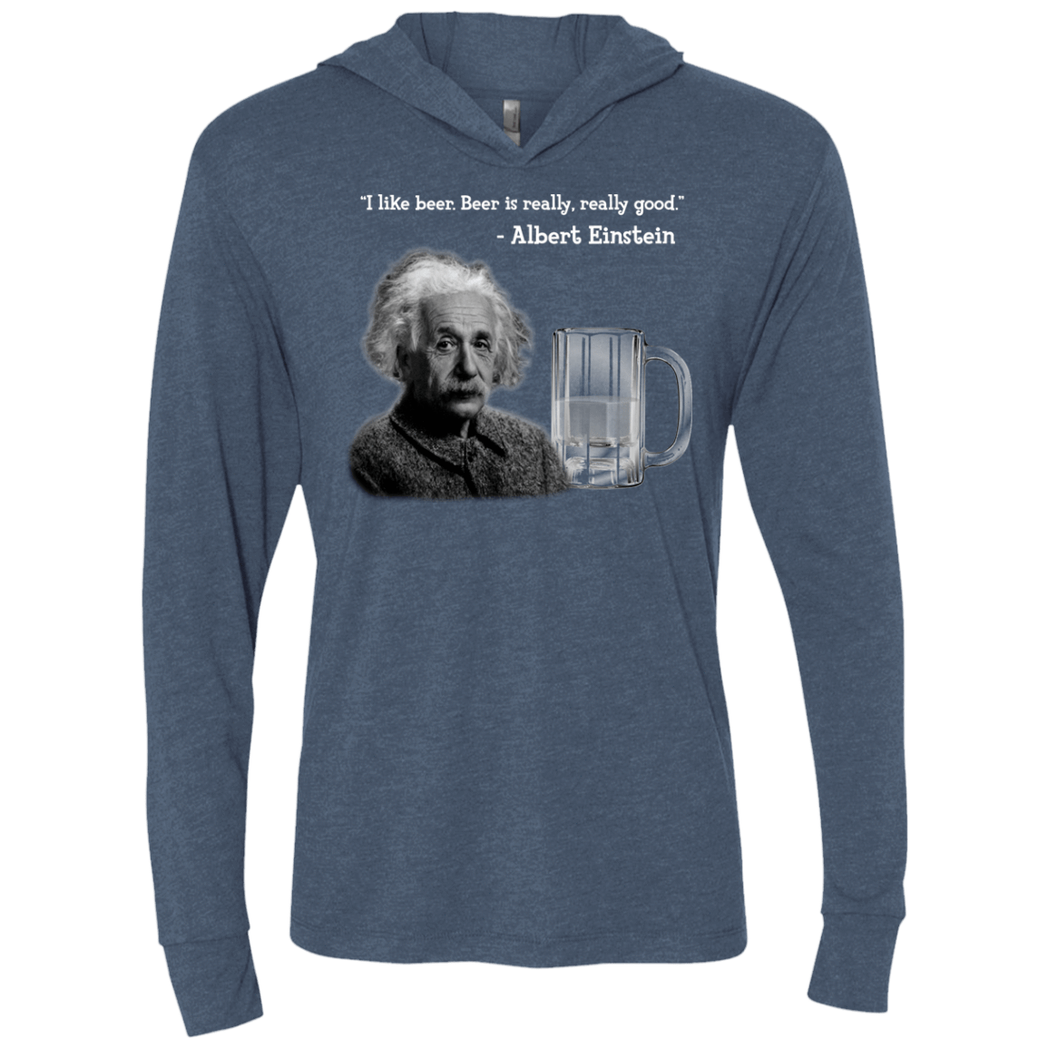 T-Shirts Indigo / X-Small Einstein Triblend Long Sleeve Hoodie Tee