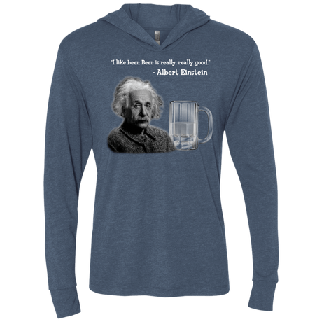 T-Shirts Indigo / X-Small Einstein Triblend Long Sleeve Hoodie Tee