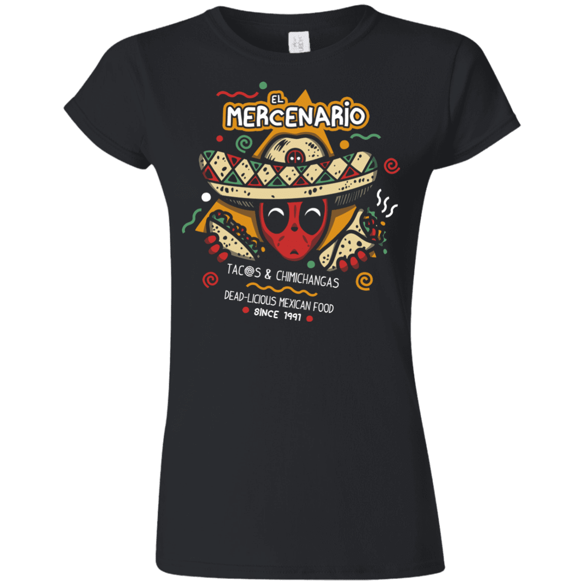 T-Shirts Black / S El Mercenario Mexican Food Junior Slimmer-Fit T-Shirt