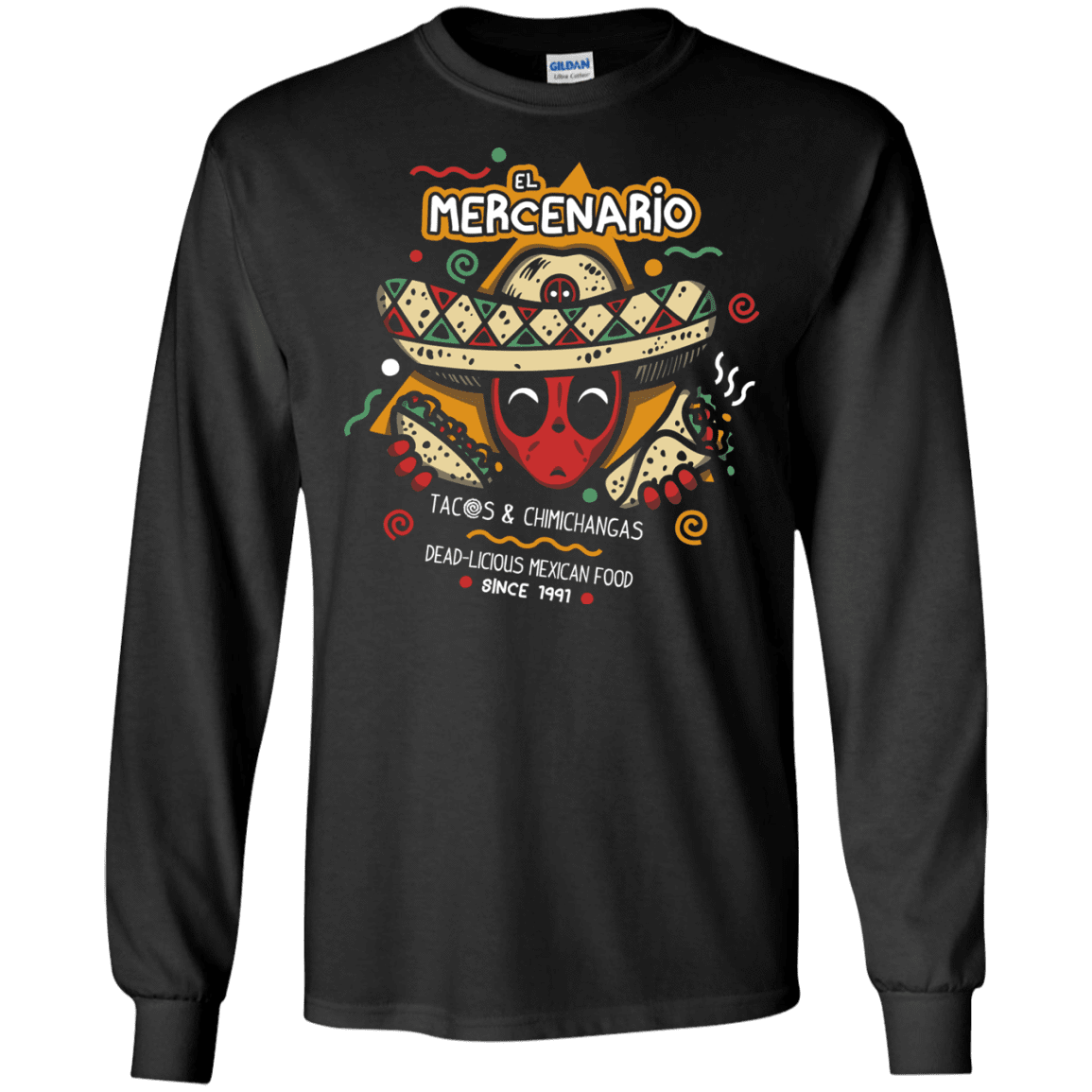 T-Shirts Black / S El Mercenario Mexican Food Men's Long Sleeve T-Shirt