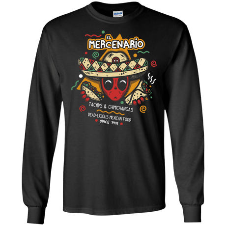 T-Shirts Black / S El Mercenario Mexican Food Men's Long Sleeve T-Shirt