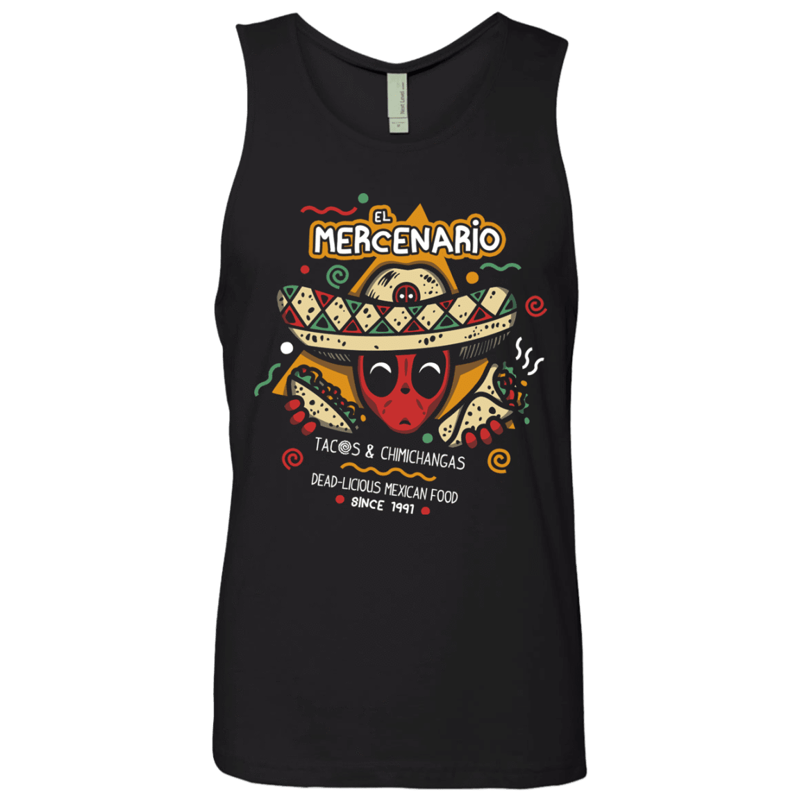 T-Shirts Black / S El Mercenario Mexican Food Men's Premium Tank Top