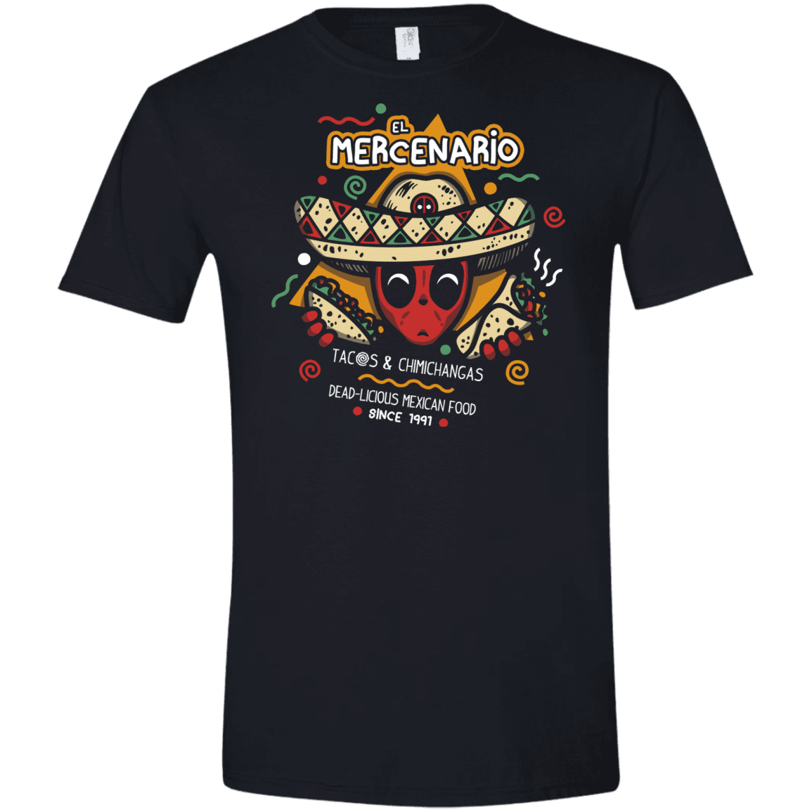 T-Shirts Black / X-Small El Mercenario Mexican Food Men's Semi-Fitted Softstyle
