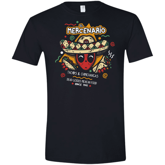 T-Shirts Black / X-Small El Mercenario Mexican Food Men's Semi-Fitted Softstyle