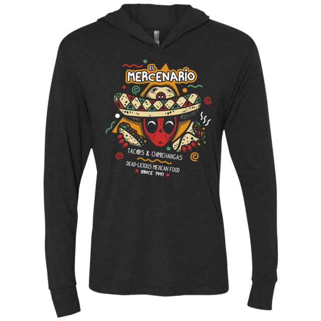 T-Shirts Vintage Black / X-Small El Mercenario Mexican Food Triblend Long Sleeve Hoodie Tee