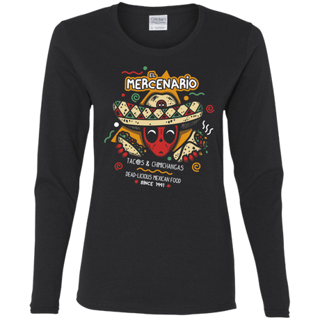 T-Shirts Black / S El Mercenario Mexican Food Women's Long Sleeve T-Shirt