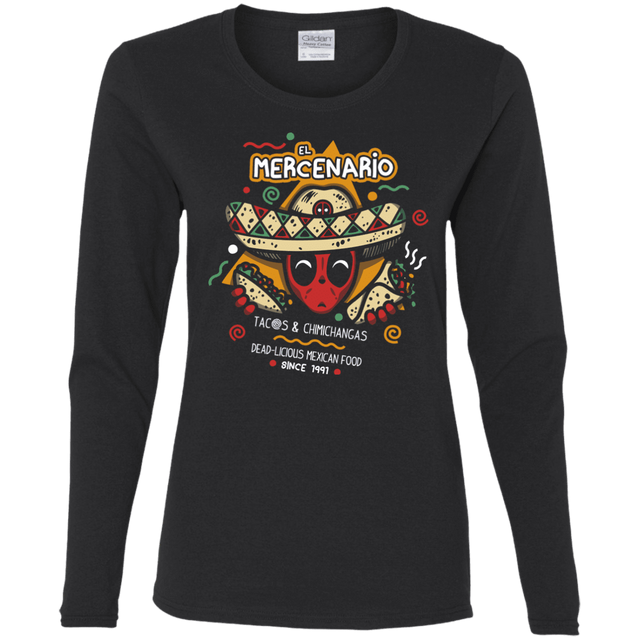 T-Shirts Black / S El Mercenario Mexican Food Women's Long Sleeve T-Shirt