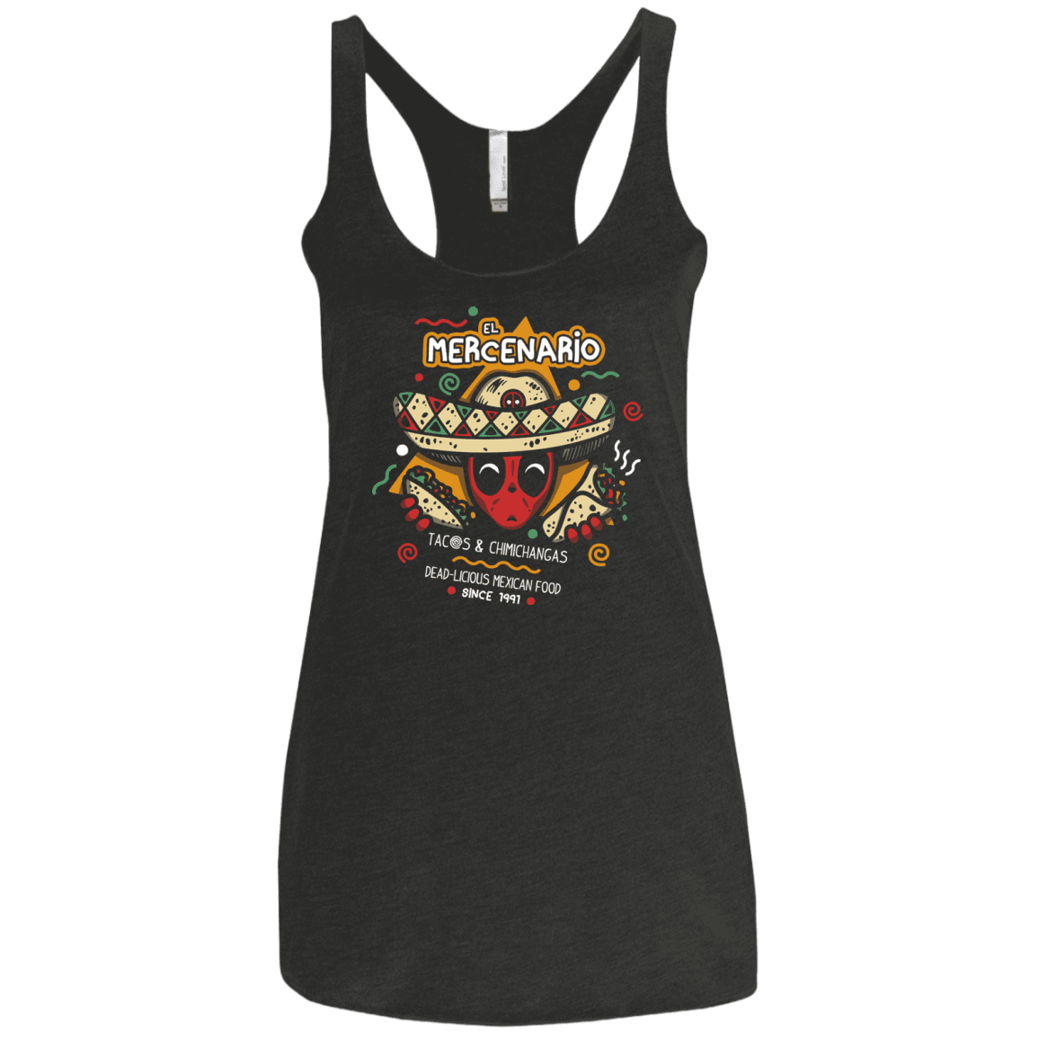 T-Shirts Vintage Black / X-Small El Mercenario Mexican Food Women's Triblend Racerback Tank