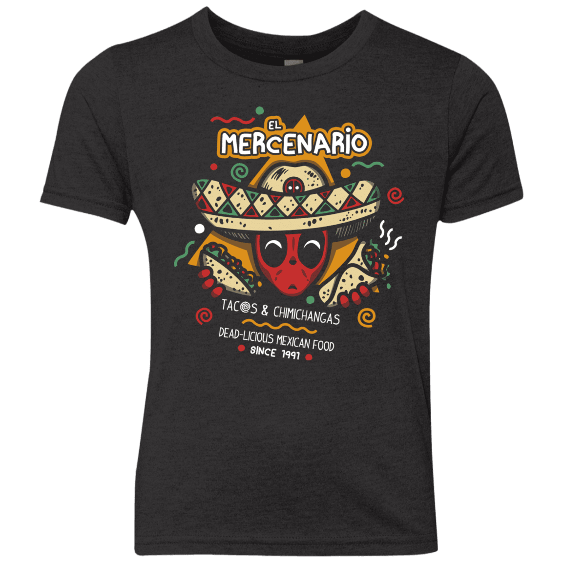 T-Shirts Vintage Black / YXS El Mercenario Mexican Food Youth Triblend T-Shirt