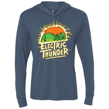T-Shirts Indigo / X-Small Electric Thunder Triblend Long Sleeve Hoodie Tee