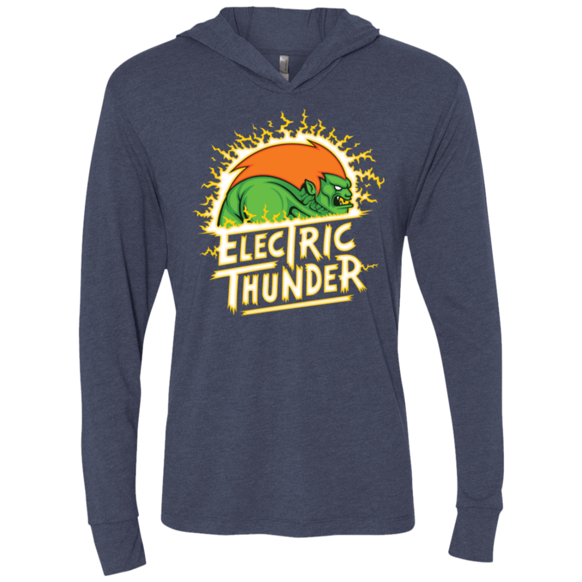 T-Shirts Vintage Navy / X-Small Electric Thunder Triblend Long Sleeve Hoodie Tee