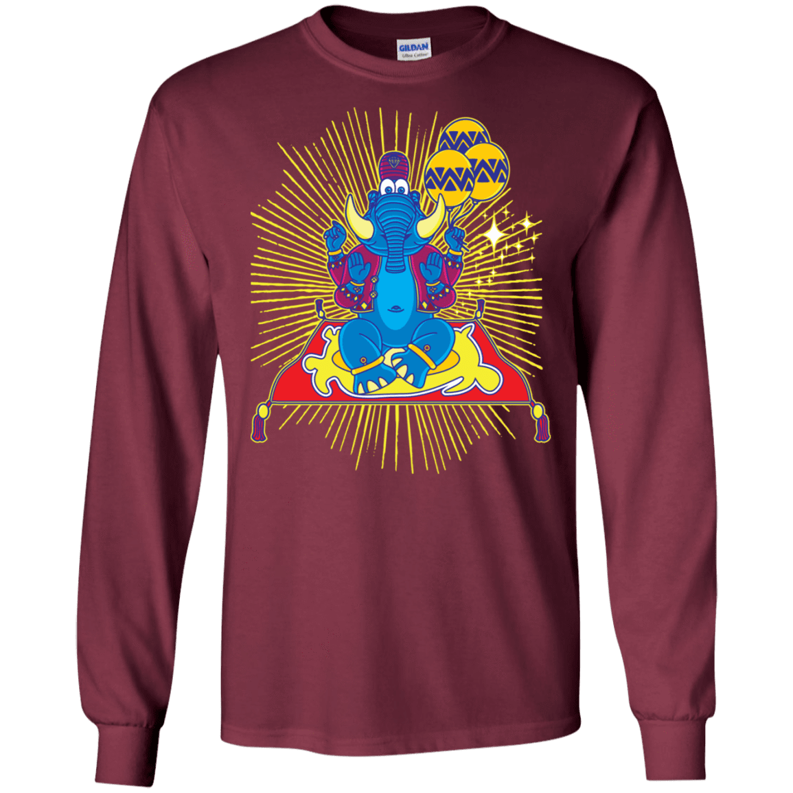 T-Shirts Maroon / S Elephant God Men's Long Sleeve T-Shirt