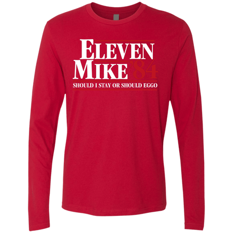 T-Shirts Red / Small Eleven Mike 84 - Should I Stay or Should Eggo Men's Premium Long Sleeve