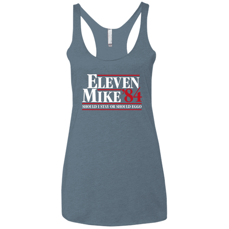 T-Shirts Indigo / X-Small Eleven Mike 84 - Should I Stay or Should Eggo Women's Triblend Racerback Tank