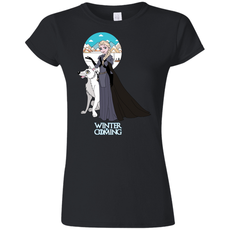 T-Shirts Black / S Elsa is Coming Junior Slimmer-Fit T-Shirt