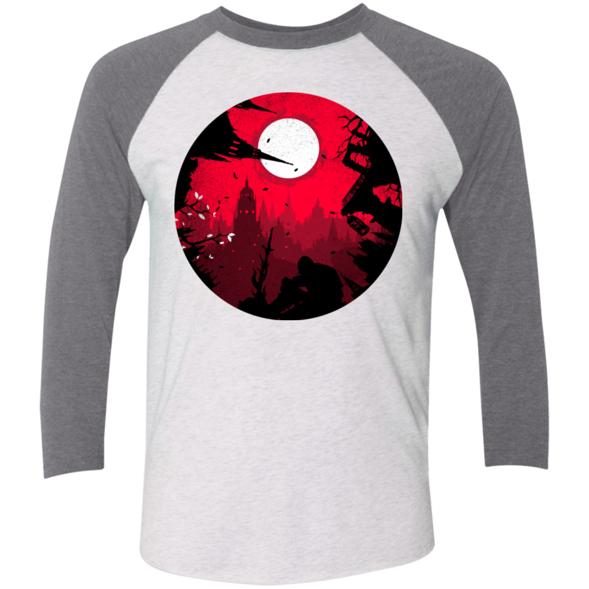 T-Shirts Heather White/Premium Heather / X-Small Embrace the Darkness Men's Triblend 3/4 Sleeve