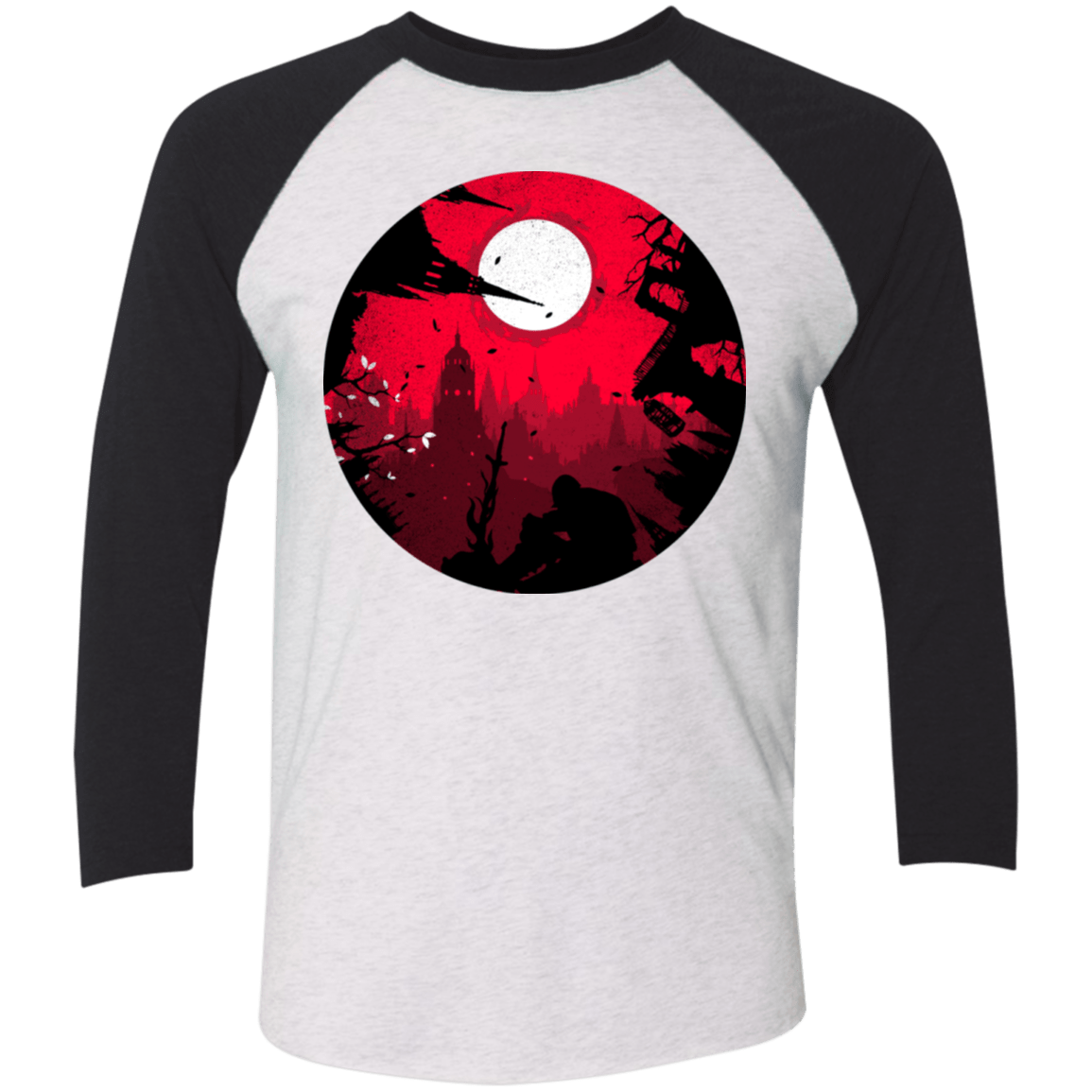 T-Shirts Heather White/Vintage Black / X-Small Embrace the Darkness Men's Triblend 3/4 Sleeve