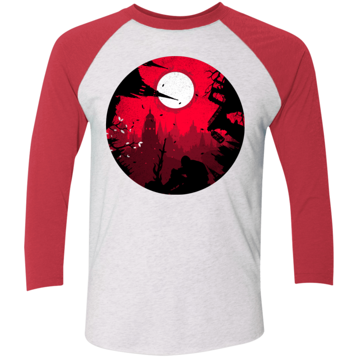 T-Shirts Heather White/Vintage Red / X-Small Embrace the Darkness Men's Triblend 3/4 Sleeve
