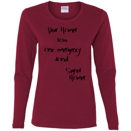 T-Shirts Cardinal / S Emergency Donut Women's Long Sleeve T-Shirt