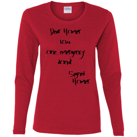 T-Shirts Red / S Emergency Donut Women's Long Sleeve T-Shirt