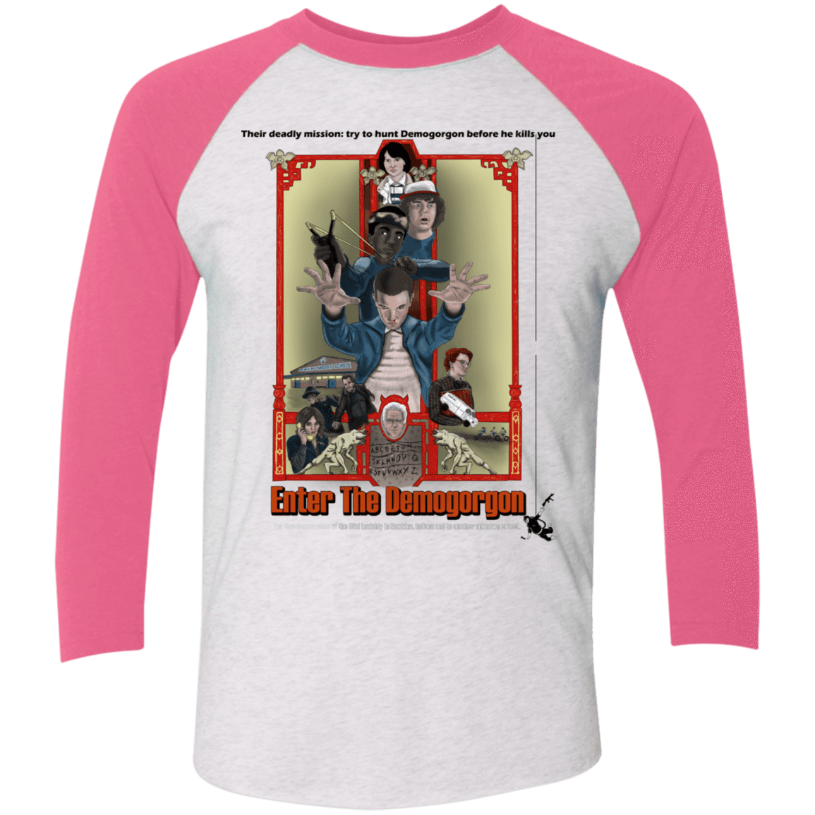 T-Shirts Heather White/Vintage Pink / X-Small Enter the Dragon Men's Triblend 3/4 Sleeve