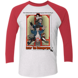 T-Shirts Heather White/Vintage Red / X-Small Enter the Dragon Men's Triblend 3/4 Sleeve