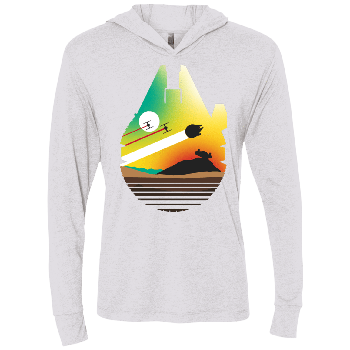 T-Shirts Heather White / X-Small Escape from Desert Planet Triblend Long Sleeve Hoodie Tee
