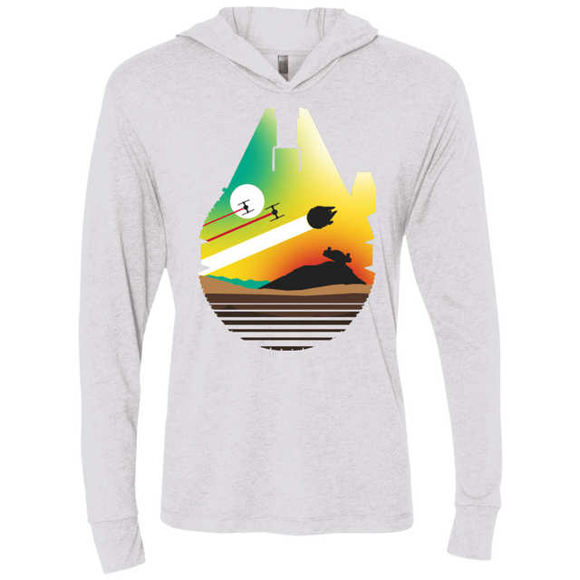 T-Shirts Heather White / X-Small Escape from Desert Planet Triblend Long Sleeve Hoodie Tee