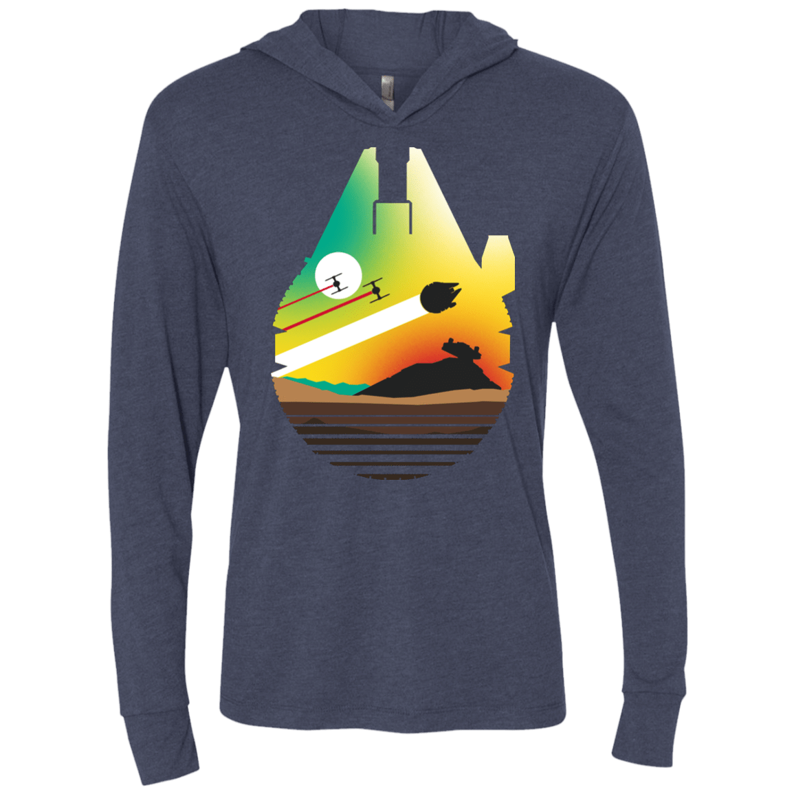 T-Shirts Vintage Navy / X-Small Escape from Desert Planet Triblend Long Sleeve Hoodie Tee