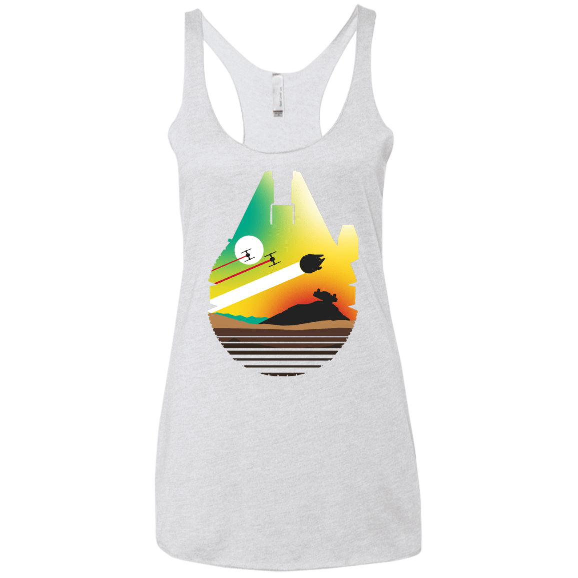 T-Shirts Heather White / X-Small Escape from Desert Planet Women's Triblend Racerback Tank