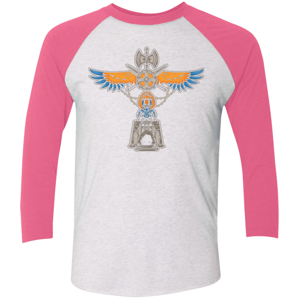 T-Shirts Heather White/Vintage Pink / X-Small ETERNIA TOTEM Men's Triblend 3/4 Sleeve