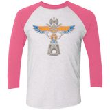 T-Shirts Heather White/Vintage Pink / X-Small ETERNIA TOTEM Men's Triblend 3/4 Sleeve