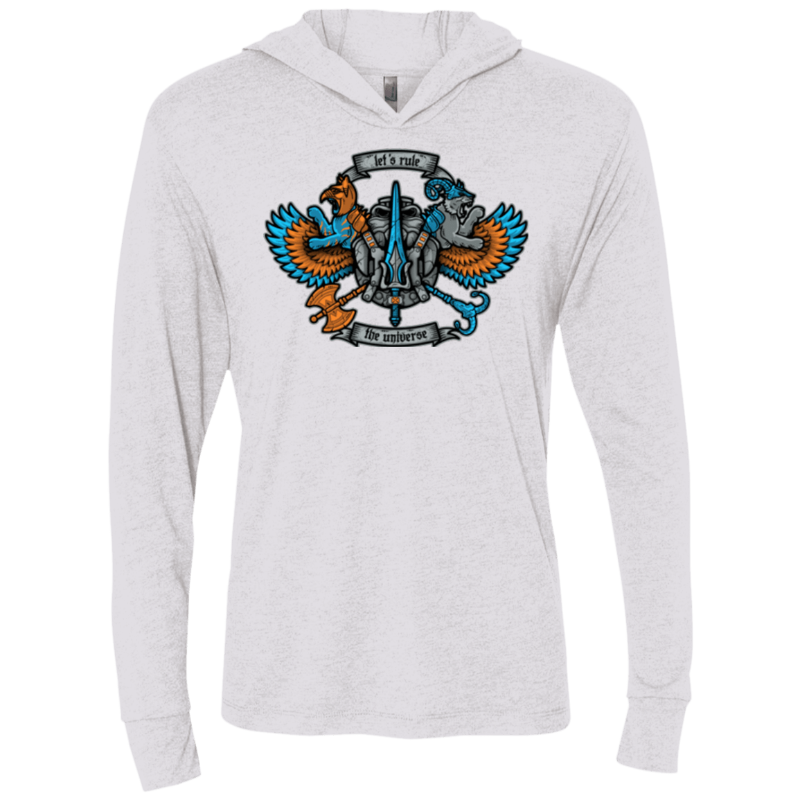 T-Shirts Heather White / X-Small ETERNIAS CREST Triblend Long Sleeve Hoodie Tee