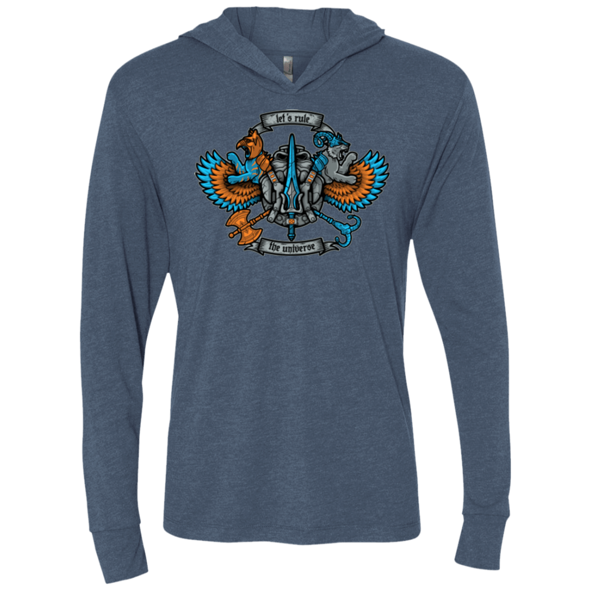 T-Shirts Indigo / X-Small ETERNIAS CREST Triblend Long Sleeve Hoodie Tee