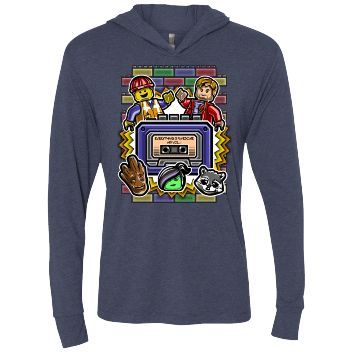 T-Shirts Vintage Navy / X-Small Everything is awesome mix Triblend Long Sleeve Hoodie Tee