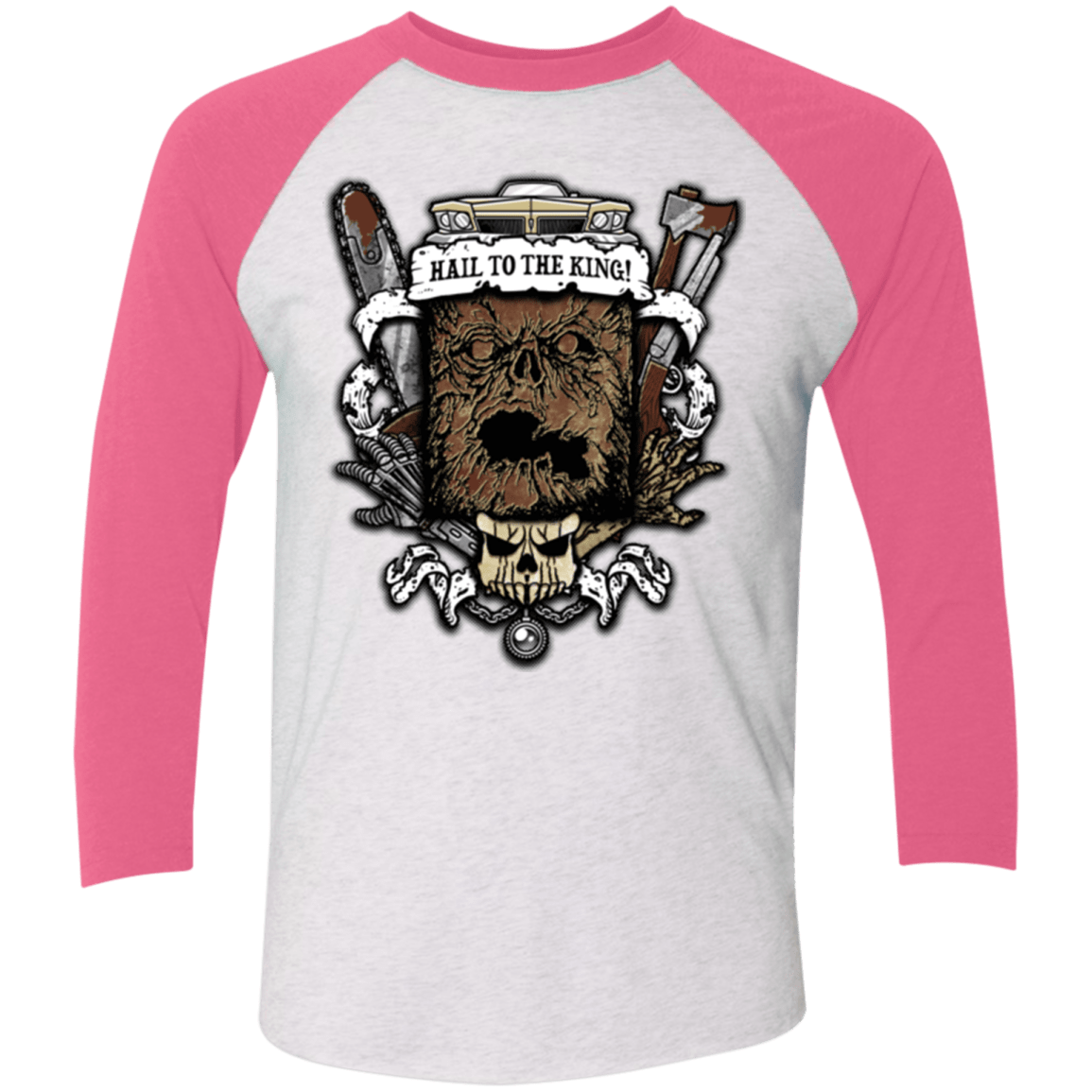 T-Shirts Heather White/Vintage Pink / X-Small Evil Crest Triblend 3/4 Sleeve