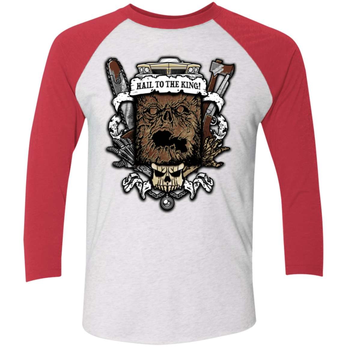T-Shirts Heather White/Vintage Red / X-Small Evil Crest Triblend 3/4 Sleeve