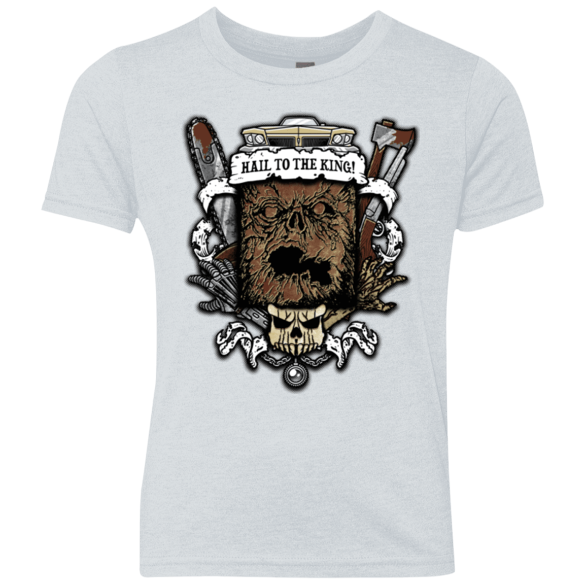 T-Shirts Heather White / YXS Evil Crest Youth Triblend T-Shirt