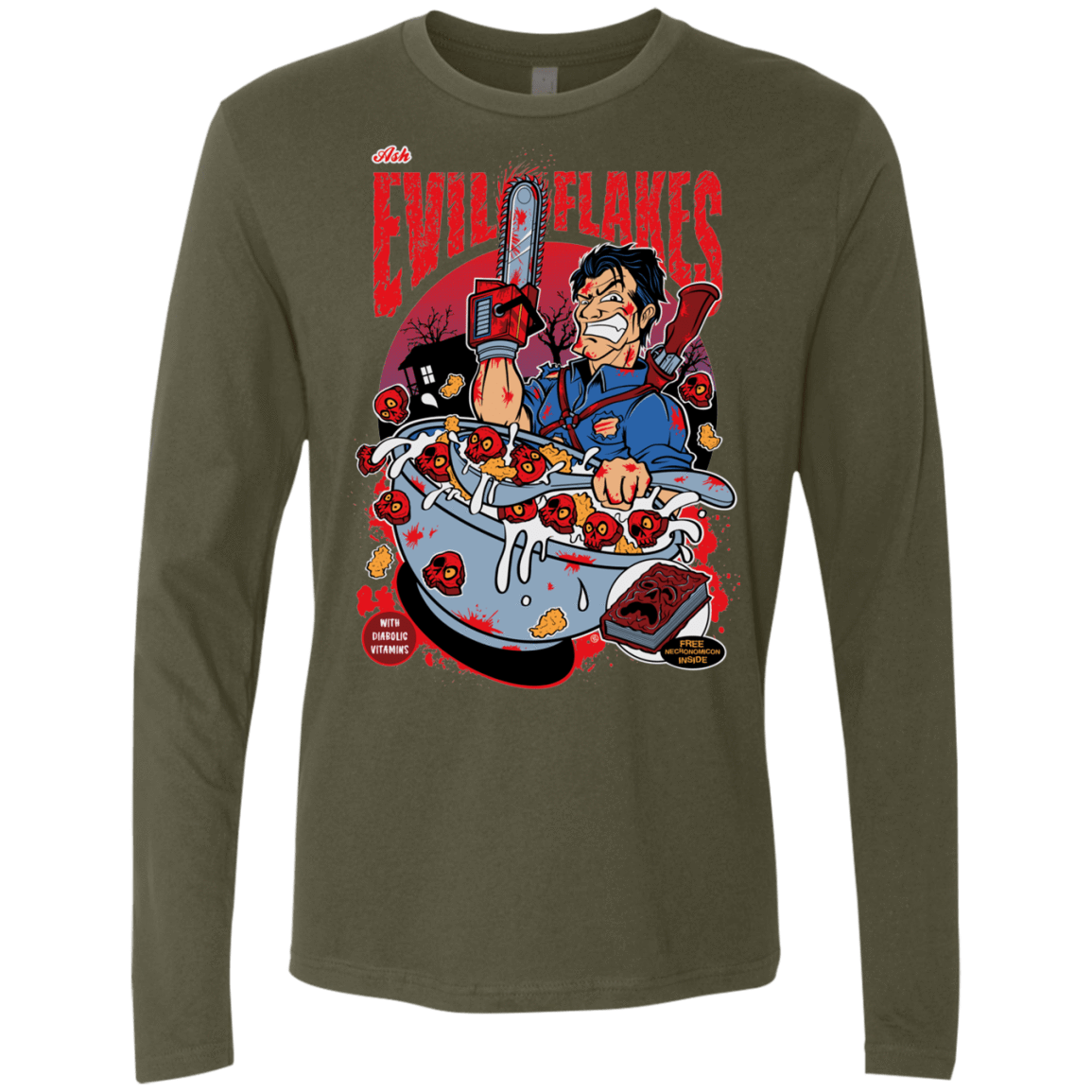 T-Shirts Military Green / S Evil Flakes Men's Premium Long Sleeve