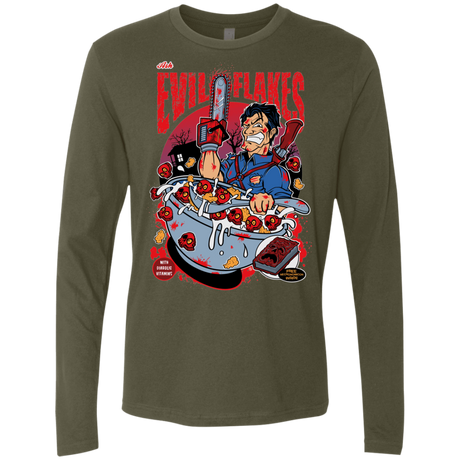 T-Shirts Military Green / S Evil Flakes Men's Premium Long Sleeve