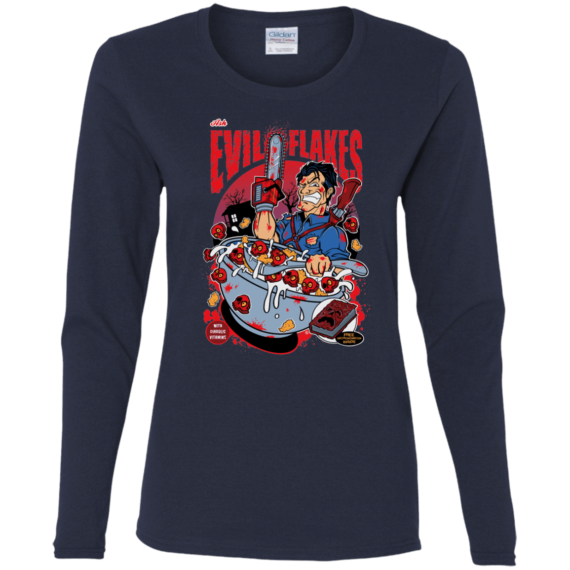 T-Shirts Navy / S Evil Flakes Women's Long Sleeve T-Shirt