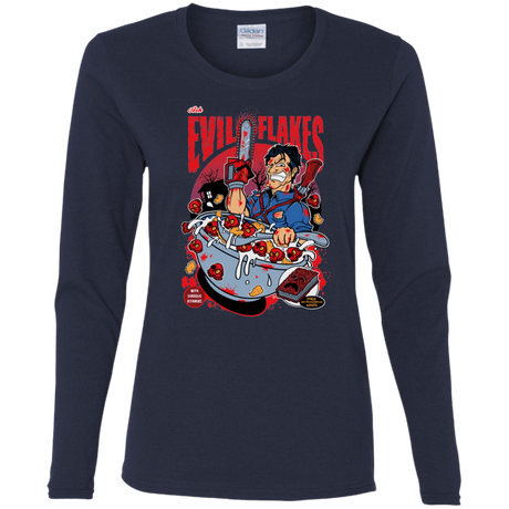 T-Shirts Navy / S Evil Flakes Women's Long Sleeve T-Shirt