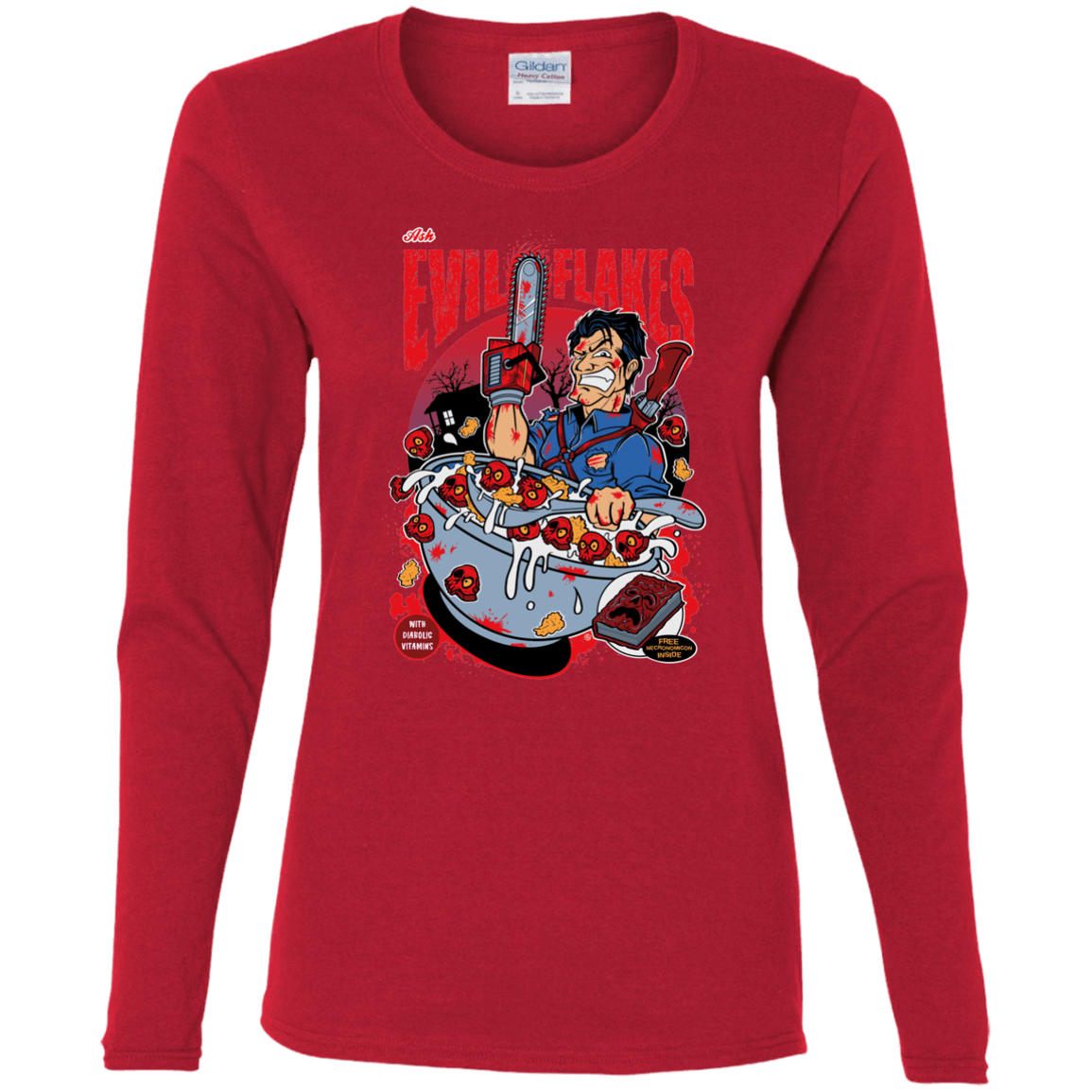 T-Shirts Red / S Evil Flakes Women's Long Sleeve T-Shirt