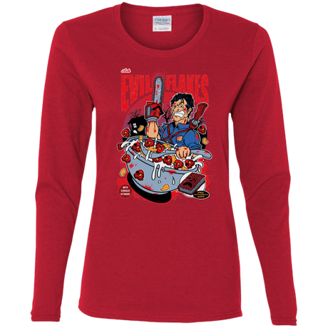 T-Shirts Red / S Evil Flakes Women's Long Sleeve T-Shirt
