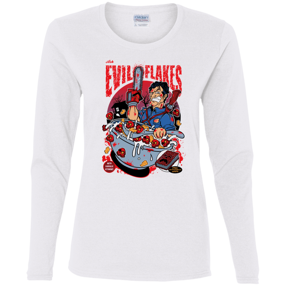 T-Shirts White / S Evil Flakes Women's Long Sleeve T-Shirt