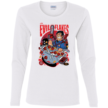 T-Shirts White / S Evil Flakes Women's Long Sleeve T-Shirt