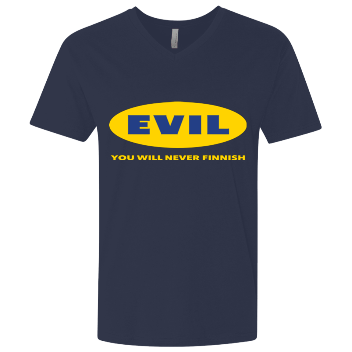 T-Shirts Midnight Navy / X-Small EVIL Never Finnish Men's Premium V-Neck