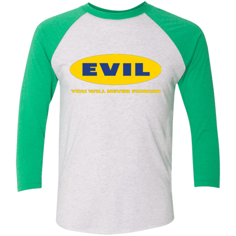 T-Shirts Heather White/Envy / X-Small EVIL Never Finnish Triblend 3/4 Sleeve